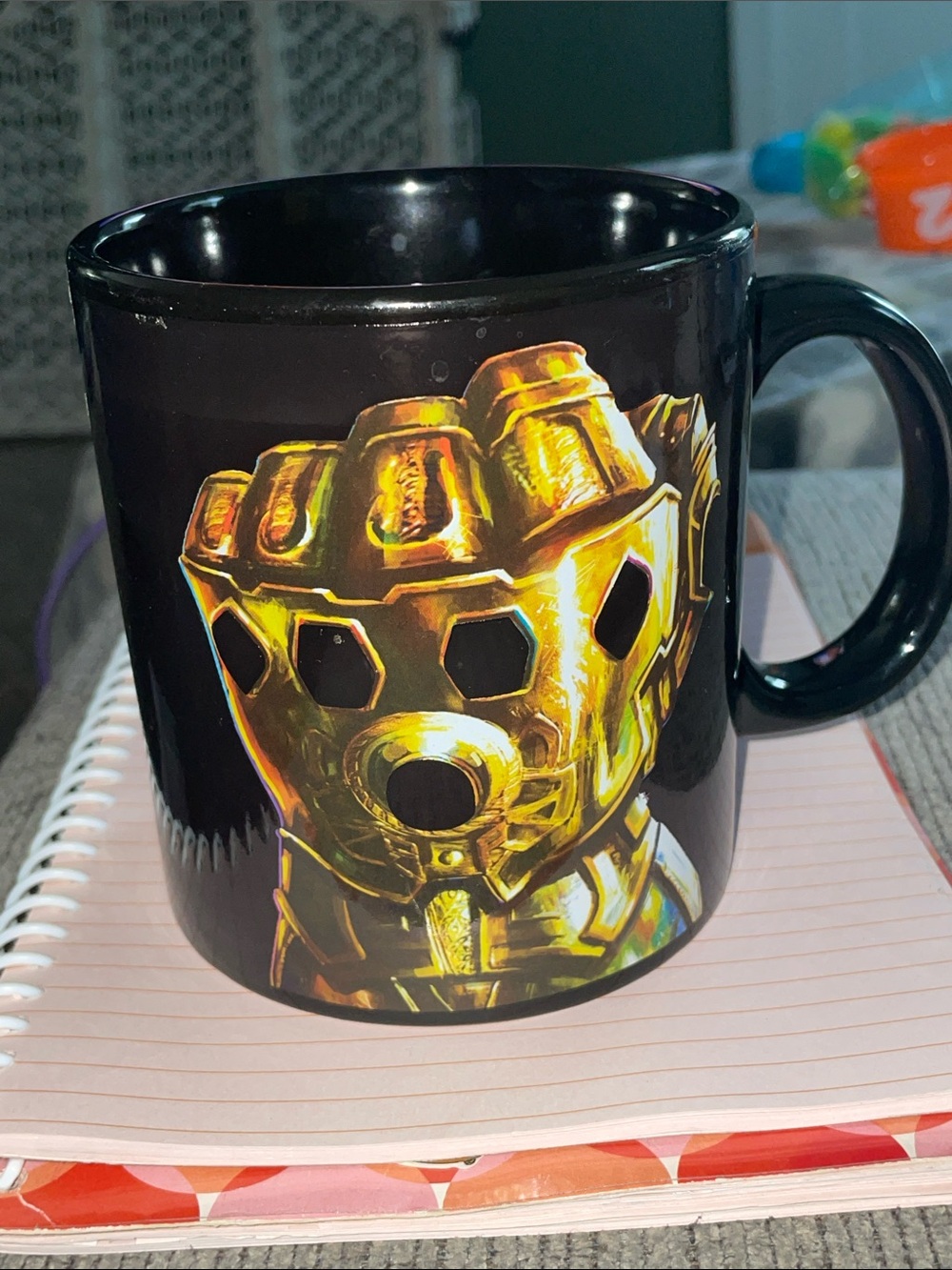 Funko Thanos Marvel Black Coffee Mug with Gold Infinity Gauntlet Graphic